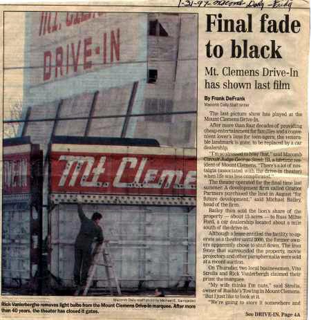 Mt Clemens Drive-In Theatre - Newspaper - Photo From Rg (newer photo)